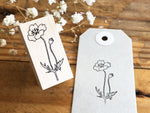 Japanese Botanical Garden Wooden Rubber Stamp - Poppy flower