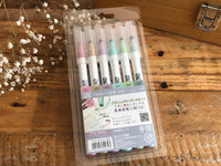 Kuretake ZIG Clean Color Dot Marker - 6 Smoky Color Set