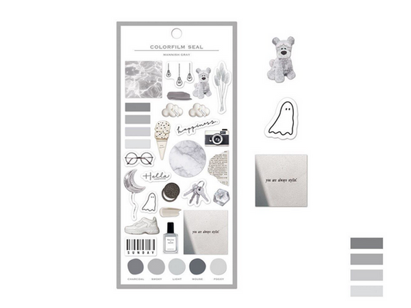 Q-Lia Color Film Sheet of Stickers - Mannish Gray