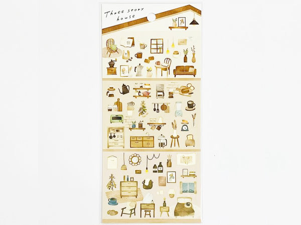 Three Story House Sheet of Stickers / Brown