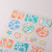 Traditional Japanese Style Masking Sheet of Sticker - Blue and Pink Flower Patterns
