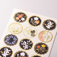 Tradtional Japanese Style Sheet of Sticker - Black Flower Patterns