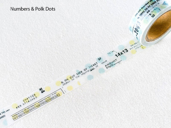 YOHAKU Original Washi Tape - Numbers & Polka Dots (ミズタマ)