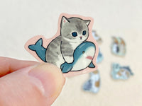 "mofusand" die-cut small sticker / Shark Cat