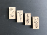 Japanese Botanical Garden Wooden Rubber Stamp - Lavender