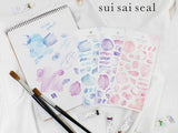 Suisai Watercolor Sheet of Stickers / Chalk Blue