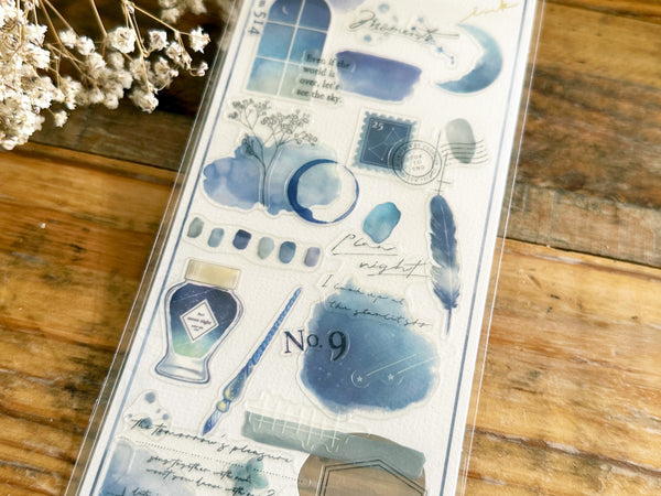 Q-Lia "to INK" clear Sheet of Stickers - Navy