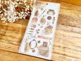 Q-Lia "to INK" clear Sheet of Stickers - Brown