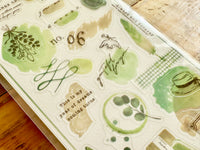 Q-Lia "to INK" clear Sheet of Stickers - Green